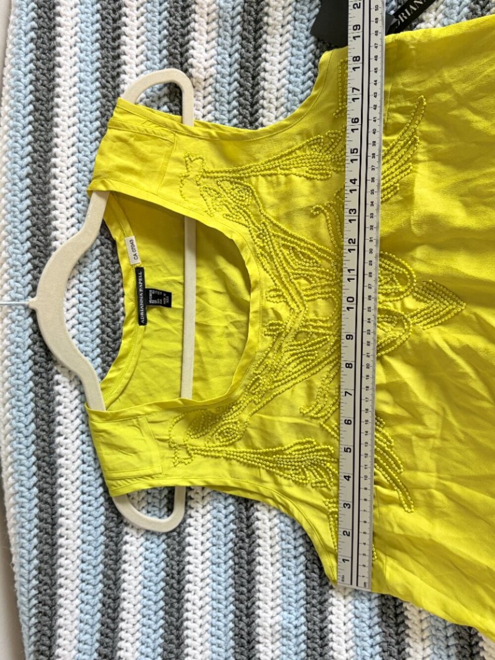 Adrianna Papell Chartreuse Tank Top Sleeveless Beaded Size 10 NWT Flawed* - Picture 14 of 15
